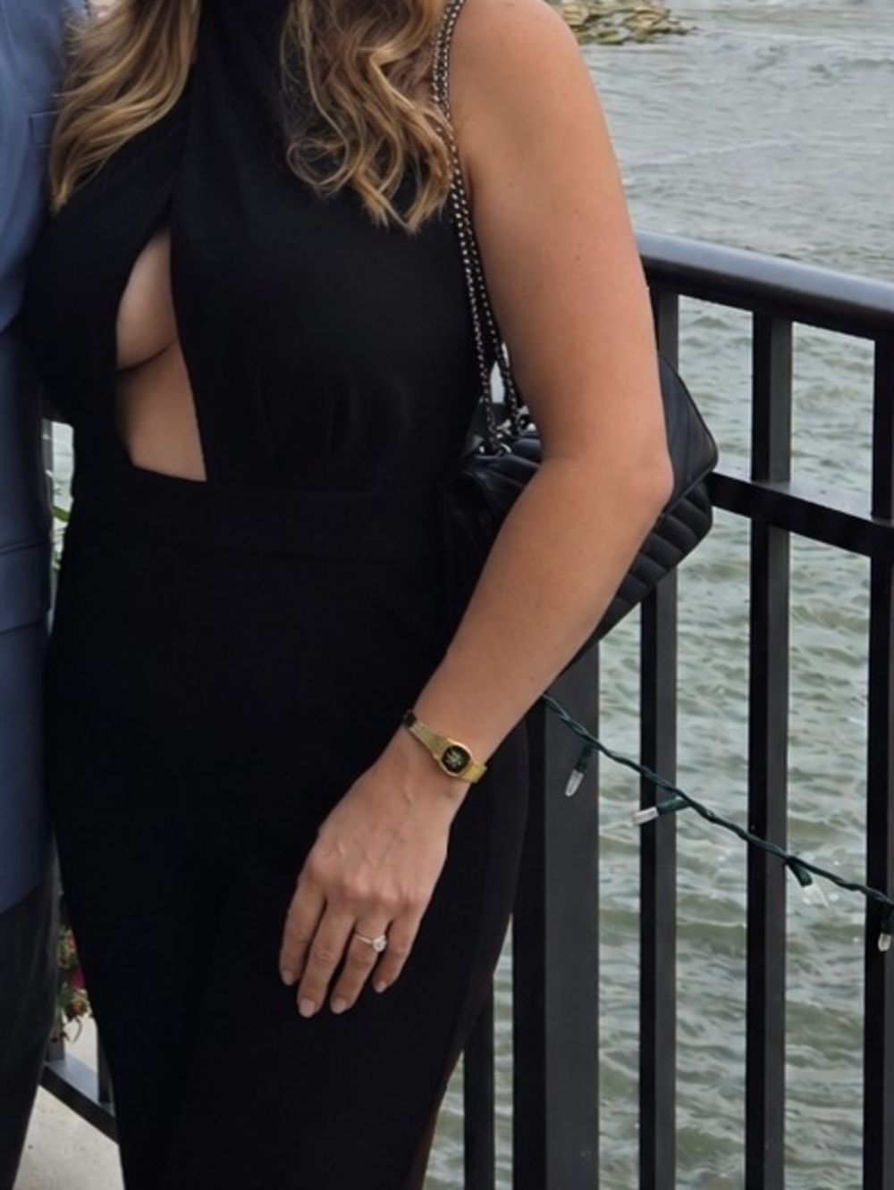 Pink Lily Black Sleeveless Cutout Jumpsuit